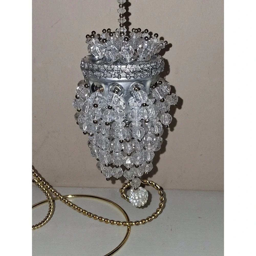 Vintage Beaded Chandelier Christmas Ornament Clear Crystal Acrylic 5